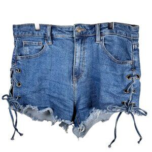 2/$30 Windsor Size Medium Lace Up Cut Off Jean Shorts Denim Western Concert